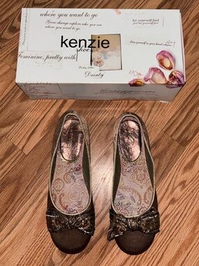 kenzie Brown Embellished Ballet Flats
